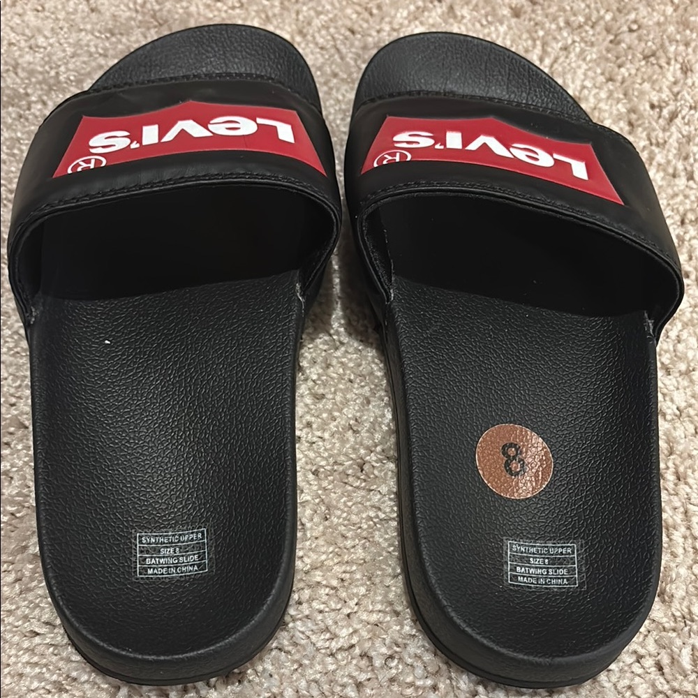 Levi's Black and Red Slide Sandals